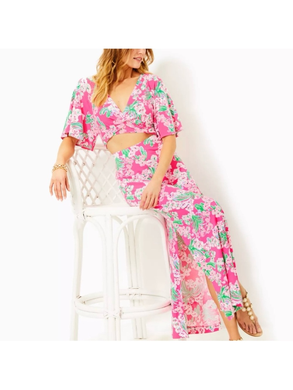 Pink Floral Lily Half Top